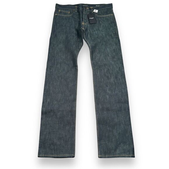 Yves Saint Laurent Paris Jeans D03 M/ST-LW Mens 36 YSL Dark Blue Denim Japan New - Picture 1 of 16
